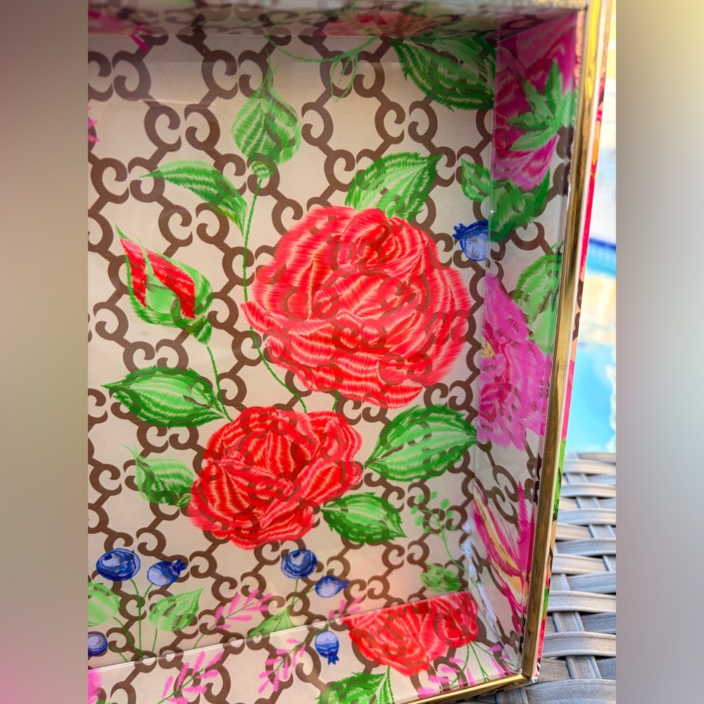 Medium-Fashion Floral Patterned Decorative Tray 9” x 13” ✨ - Picture 13 of 15